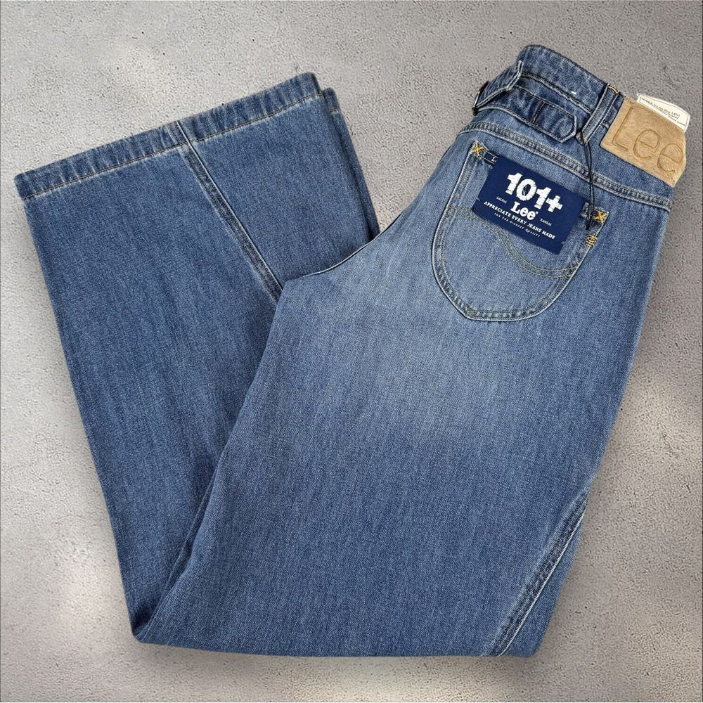 Lee 101+ Reissue Wide Leg Cinch Buckle Back Jeans Hair On Hide Western Sz 27x31